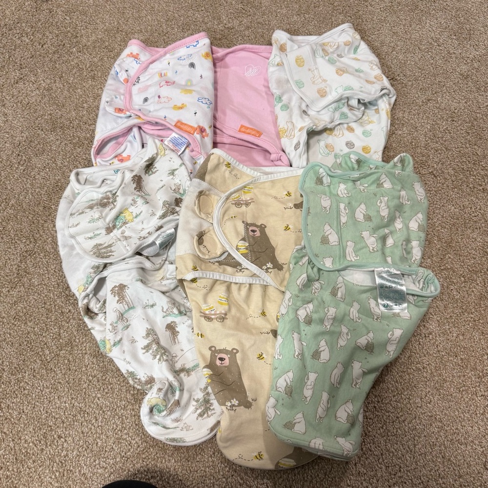 Bundle of 6 Newborn Swaddle Me Swaddle Winnie the Pooh Girl Pink